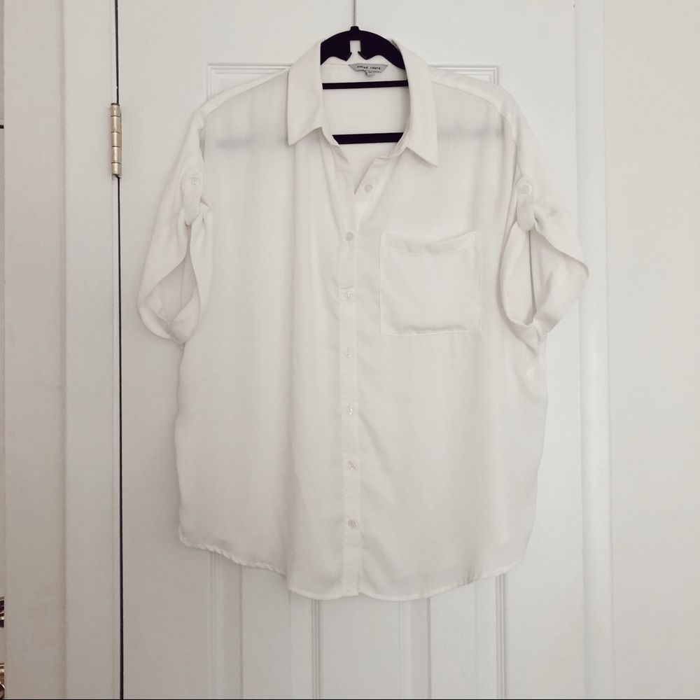 Naked Zebra White Short Sleeve Button down shirt